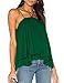 ALLY-MAGIC Womens Chiffon Halter Cami Double Spaghetti Strap Tank Top C4732 (L, Green)
