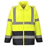 Portwest UH443YBR5XL Hi-Vis Contrast Rain Jacket, 5X-Large, Yellow