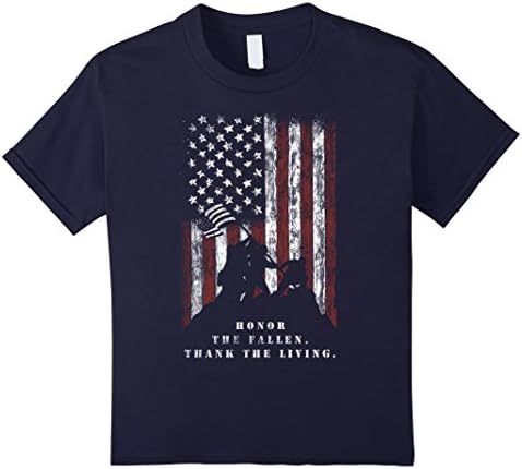 unisex-child Veteran Shirt Honor the Fallen Thank the Living USA Flag 6 Navy