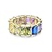 NYC Sterling Women's Gold Plated .925 Silver Emerald Rainbow Eternity Ring