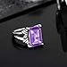 Gem Stone King 925 Sterling Silver Purple Amethyst and White Topaz Engagement Ring For Women (7.04 Cttw, Gemstone February Birthstone, Emerald Cut 14X10MM, Available in Size 5,6,7,8,9)