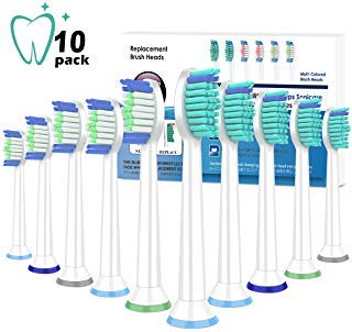 Replacement Toothbrush Heads,10Pack Replacement Heads for Phillips Sonicare DiamondClean,FlexCare,HealthyWhite,EasyClean,Essence+(plus),More Sonic Snap-On Brush Handles