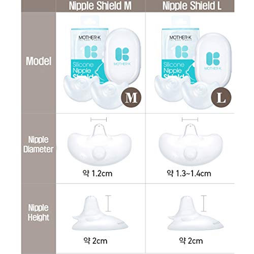 Mother-K Silicone Nipple Shield 2P with Carry Case, Contact Nipple Shields for Breastfeeding with Latch Difficulties or Flat or Inverted Nipples, Nipple Wound Protection (Medium) - Thumbnail 4