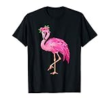 Pink Flamingo Watercolor T-Shirt Hawaiian Flowers Floral