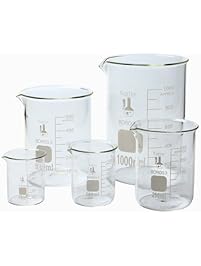 Karter Scientific 213A2 Borosilicate Glass Low Form Glass Beaker, 50/100/250/500/1000 mL (Pack of 5)