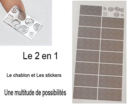 16 Stencils Vinyl Adhesive Chablon + 64 Spiral Silver Nail Art Stickers Manicure, UV Resin Gel Nail Placement