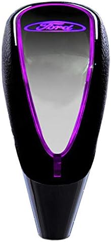 ZhengRong Black Leather Touch Motion Activated LED Light Auto Car Shift Knob Shifter Gear Car Logo Shift Knob with USB Charger for Ford