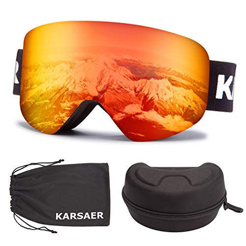 Karsaer Ski Goggles Snowboard Snow Goggles OTG Magnet Dual Layers Lens UV Protection Anti-Fog UV Protection Scratch Resistant Anti-Slip Strap for Men Women - Thumbnail 6