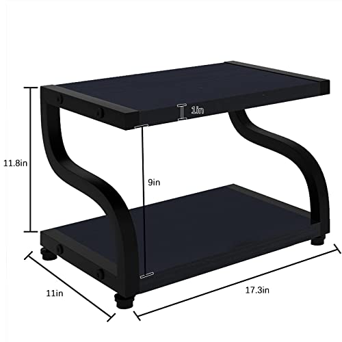 PUNCIA 2 Tiers Wood Black Home Office Desktop Printer Stand Laser