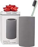 TakeOne Organic Toothbrush Holder Grey Diatomite Bathroom Countertop Organizer Stand