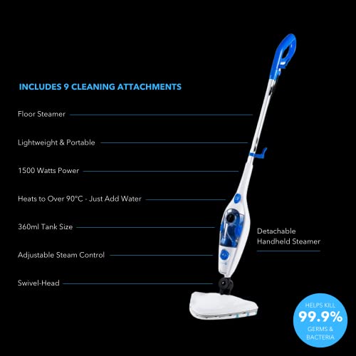 Cleanica360 Steam Mop Versatile Multi Surface Steam Cleaner with