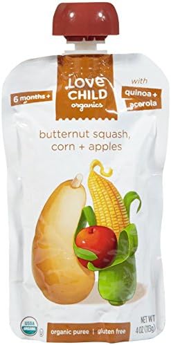 Love Child Organics Super Blends Purees - Butternut Squash, Corn &amp; Apples - 4 oz - 6 pk