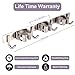 Piyl Broom Mop Holder Wall Mount Broom Hanger Wall Mounted Metal Organization Garage Storage Garden Kitchen Tool Organizer With 4 Racks and 5 Hooks (Silver, 1 Pack 3R4H)…