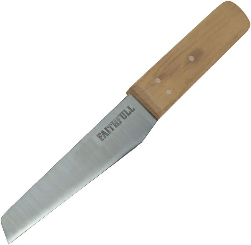 Faithfull FAIKSHOEB Shoe / Leather Knife Beech Handle Stainless Steel Blade Length 112mm (4.3/8in), 11 cm