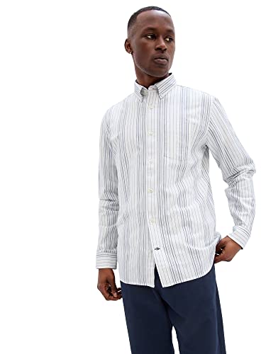 GAP Mens Long Sleeve Oxford Button Down Shirt, Blue