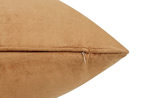 DreamHome 24 X 24 Inches Tan Color Faux Suede Decorative Pillow Cover, Throw Pillow Case with Hidden Zipper, Super Soft High Quality Faux Suede On Both Sides