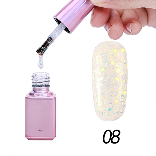 Nail Polish Gel, Staron 6ml Nail Polish Sequins Gel Nail Art Diamond Glitter Lacquer Quick Dry Nail Art Polish (Jâ¤ï¸)