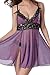 LOVEDATE Women's Sexy Lingerie Lace Babydoll Mesh Chemises Strappy Sleepwear (Medium, Purple)