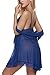 Avidlove Women Lingerie Babydoll Lace Chemise Set V Neck Sleepwear(Blue,XXL)