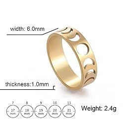 Amaxer Minimalist Phase of the Moon Rings Women