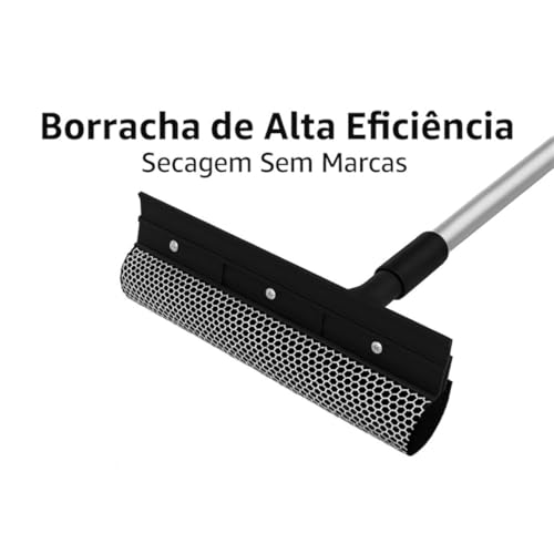 Rodo Janela Box Sacadas Profissional Limpador Vidros Com Cabo Extensível Preto Exclusivo