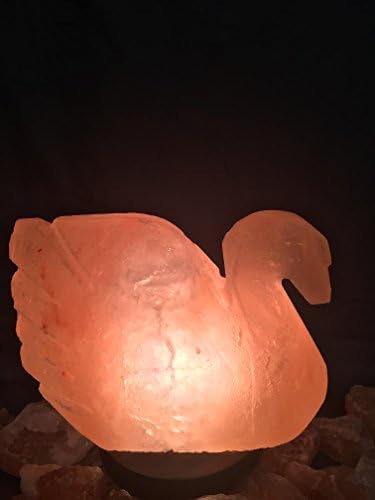 Natural Himalayan Swan Salt Lamp Ionic Air Purifier with on/off cord and Wooden Base