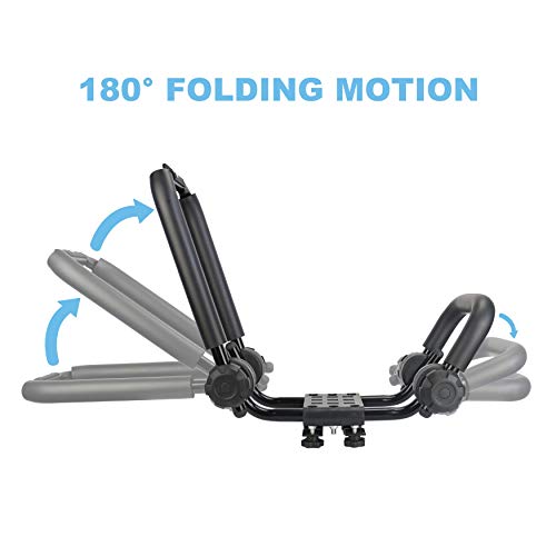 YUANSHI Upgraded Double Folding Kayak Rack J-Bar Car Roof Rack for Canoe Carrier Paddle Board Surfboard Mount on Car SUV Crossbar (2 Pairs)