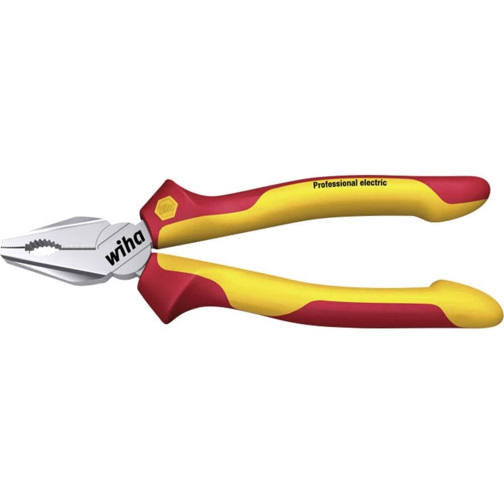 Wiha Kombizange Professional electric mit DynamicJoint® (einzigartige Gelenkkonstruktion für bessere Kraftübertragung) und OptiGrip mit extra langer Schneide (26711) 200 mm Zange für Elektriker, VDE geprüft, stückgeprüft, stabil und robust