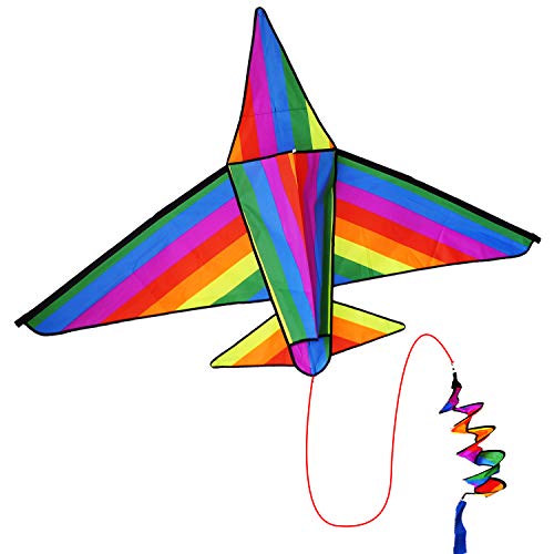 Zhuoyue Large Airplane Kite for Kids and Adults, Easy to Fly 3D Nylon Kites for Boys Girls, Single Line Beach Kite with Long Tail and Flying Line - Thumbnail 7