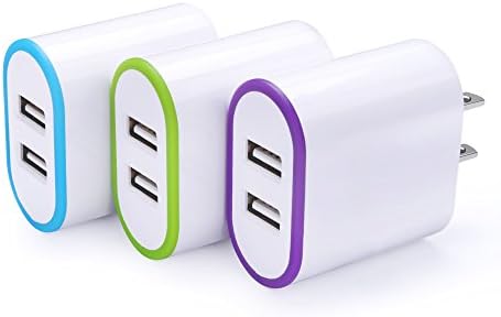USB Wall Charger Adapter, Charging Brick, Disoper 3Pack 2-Port Charger Plug Cube Phone Charger Box for iPhone X/8/7/6 Plus, iPad, Samsung Galaxy S9/S9 Plus/Note 8, LG, Nexus, HTC, Google Pixel