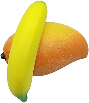 YCYBuy Super Jumbo Slow Rising Silly Squishy Mango Colossal Scented Kawaii Cream Squishy Banana Set Fruit Toy