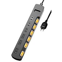 Elecom T-K6A-2630BK Power Strip, 6 Outlets, 9.8 ft (3 m), Thunder Guard, Individual Switch, Dust Shutter Included, Heat Resistant, PSE Technical Standards Compliant, Black