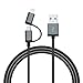 Segawoot Apple MFi Certified Lightning Connector and Micro USB Nylon Braided Charging/SYNC Cable for iPhones iPads Samsung Galaxy S6, S5 and other micro USB enable devices,1.2 Meter, Black