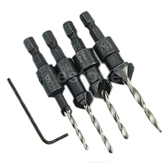 Generic 4pcs Drill Bit Carpentry Countersink Drill Bit Set Woodworking + Hex Shank #6 #10 #13 #16
