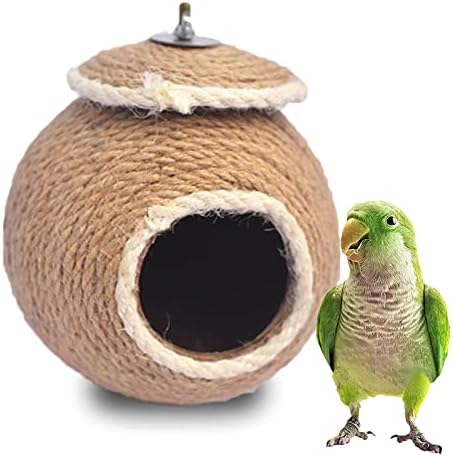 thumbnail image 2 of Natural Coconut Bird Nest 2-Pack - Hanging Hideaway For Parakeets Lovebirds Small Birds 2 of 12