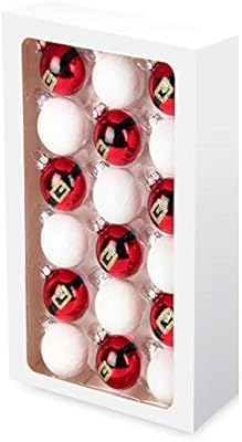 Costyleen Christmas Decoration Colorful Glass Balls Ornaments Set Festival Home Party Decors Xmas Tree Hanging Pendant Santa Claus Waistband Patterns 18pc White Red 1 8in Ornaments Amazon Com Au