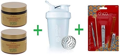 Shea Moisture Manuka Honey &amp; Mafura Oil Intensive Hydration Hair Masque 12OZ (Pack of 2) + Shaker Bottle assorted colors 20 oz + Chica Family Manicure Kit