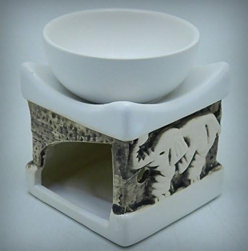 White Ceramic Square Elephant Design Tart &amp; Candle &amp; Oil Warmer Potpourri Oil Burner MY-2934