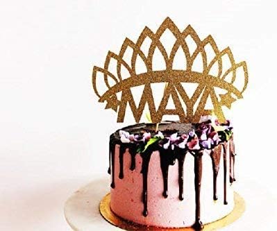 Personalised Crown Princess Gold Glitter Card Cake Topper Princess name crown glitter card cake topper - princess party, baby shower, christening birthday, cake topper, birthday