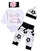 Besokuse Cute 4PCs Newborn Kids Baby Girl Daddy Little Princess Romper + Flowers Pants + Hat + Flower Headband Winter Outfit (White, 6-12Months)
