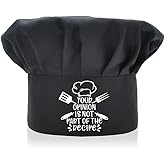 AGMDESIGN Funny Chef Hat, Your Opinion is Not Part of The Recipe, Adjustable Kitchen Cooking Hat for Men & Women Black, Thanksgiving/Christmas/Birthday Gifts for Him, Her, Mom, Dad, Friends