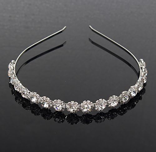 FUMUD Rhinestone Silver NEW ARRIVAL Rhinestone Crystal Handcraft Girl Women Bow-knot Hair Hairband Hair Band Headband Accessories (1#)