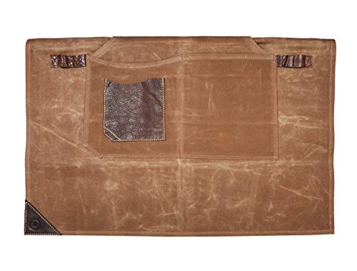 One Size Fits All Leather Utility Apron | Adjustable Cross-Back Straps | Multi-Use Shop Apron With Tool Pockets By Aaron Leather (Black) - Thumbnail 7