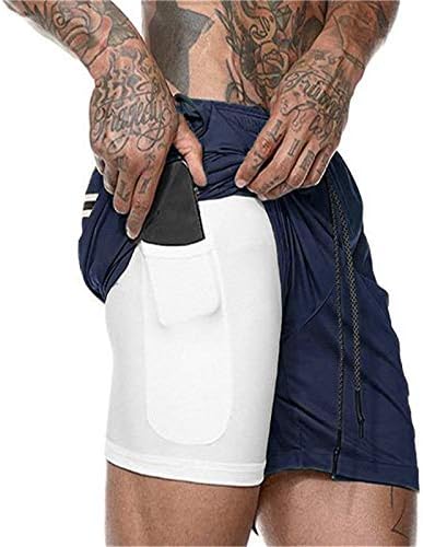 Men's Workout Running Shorts 2 in 1 with Zipper Pockets