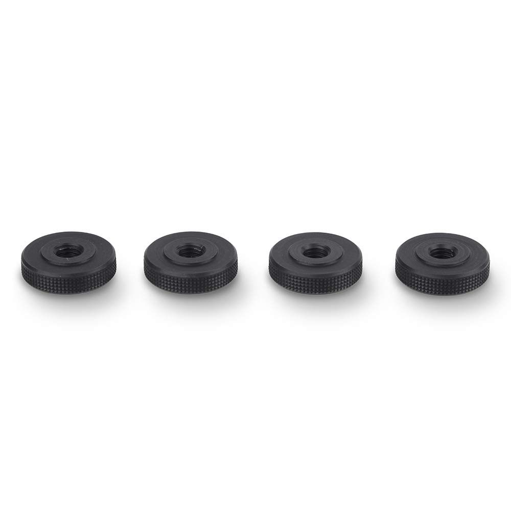 PrecisionGeek M6 Aluminium Knurled Thumb Nuts – Set of 4 Black Female Locking Wheel Nuts | 20mm Diameter x 5mm Thread for DIY, Audio Rigs, Robotics, PC Cases & Equipment Mounting