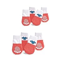 Nothing But Love Pets Toy/Small Dog Non Slip 2 sock packs (8 pcs) For Yorkie Pom Maltese Chihuahua (Small Plus Size, white, peach)