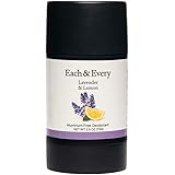 Each & Every Natural Aluminum-Free Deodorant for Sensitive Skin with Essential Oils, Plant-Based Packaging, Lavender & Lemon,
