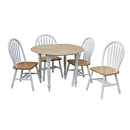 Tms 5 Piece Drop Leaf Dining Set White Natural