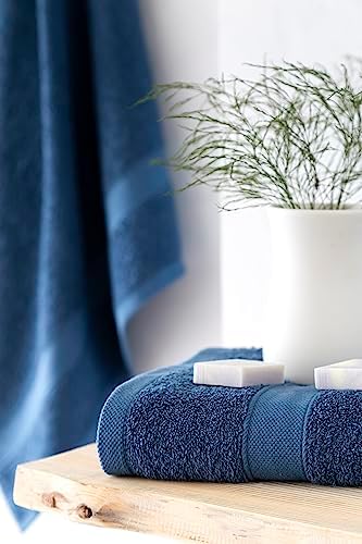 2 große Badetücher, 100% Baumwolle, 550 g/m², extra weich, sehr saugfähig und schnell trocknend, Maße 100 x 150 cm, Marineblau