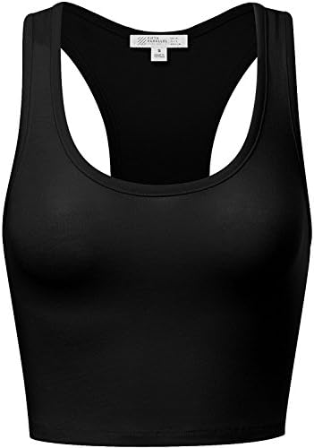 Fifth Parallel Threads FPT Womens Basic Sleeveless Racerback Crop Tank Top Black S